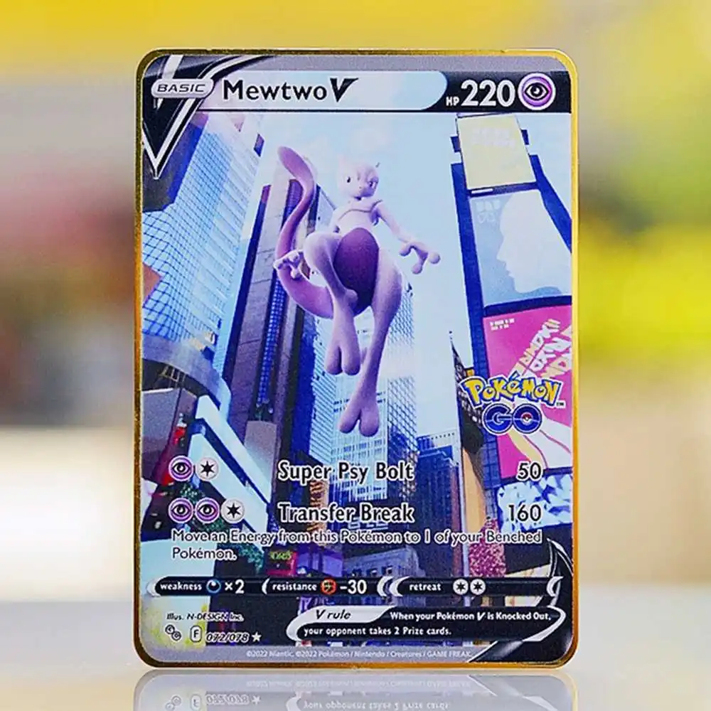 Металлическая карта покемонов, золотые карты покемонов Tcg Mewtwo Vmax Blastoise Gx Pikachu Vstar