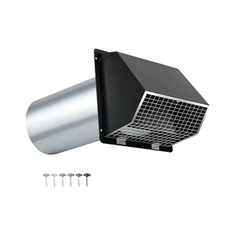 Dryer Vent Cover 6 Inch Metal Wall Cowl with 20cm Extended Hood and Detachable Mesh Screen for Residential Venting
