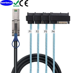 Mini SAS HD SFF-8088 to 4X SAS SFF-8482 with 15P SATA male 2 in 1 Data Server Cable