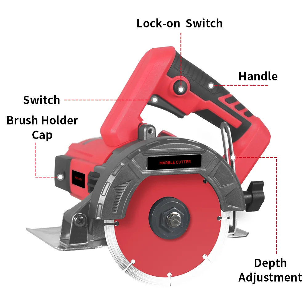 1400W Marble Cutter Ceramic Tile Cutting Machine Wall Grooving Machine Channels Cutter Concrete Cutting Machine 0-45 Degree