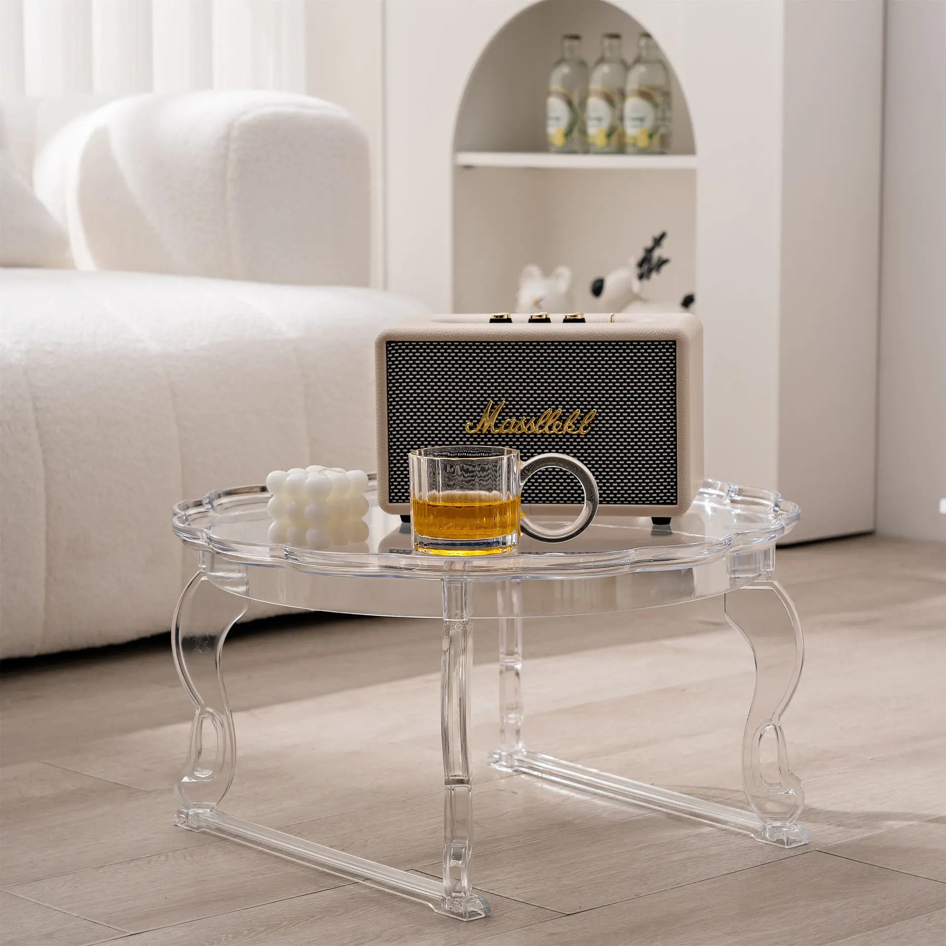 Simple transparent acrylic small coffee table, small apartment living room fashion side table Internet celebrity Nordic sofa sid