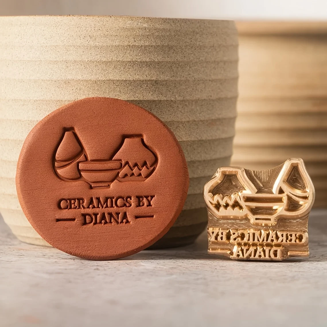 

Personalized Text Pottery Stamp for Clay,Animals Custom Pottery Stamps no Wooden Handle for Clay,Personalized Clay Stamp (1Inch)
