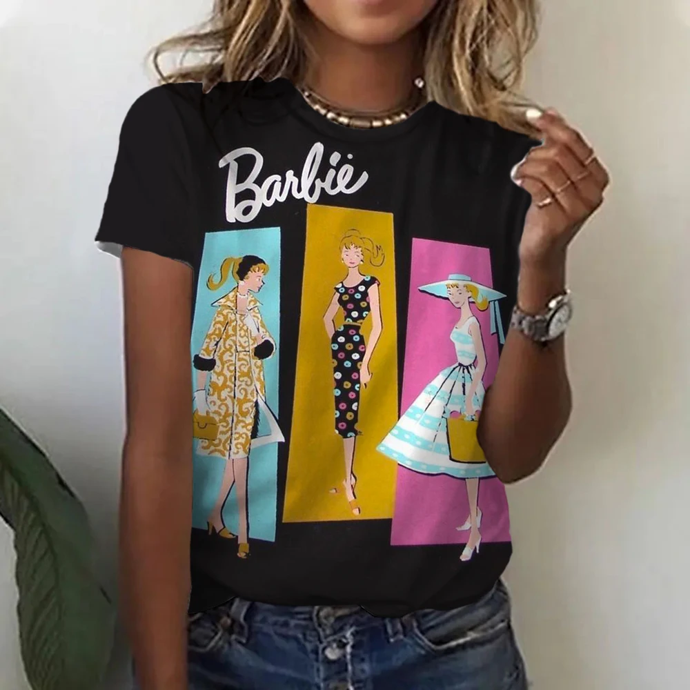 Women's T-Shirts Barbie Lettering Printed Tee For Women High Street Classic Tops Stylish Soft Fashion Girlish Lovely Girls Gift