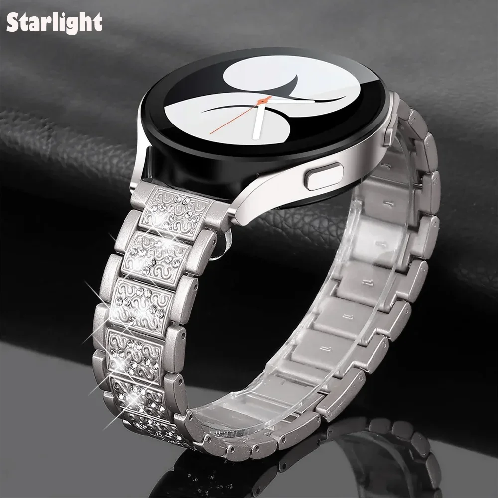 Metal Diamond band for Samsung Galaxy Watch 6/5/4/Classic 20mm 22mm link Bracelet huawei gt/Amazfit GTS 4/GTR/balance/bip strap