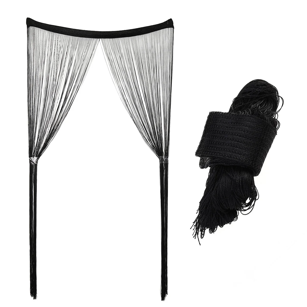 

Black Tassel Curtain Rod Type Line String Divider for Room Doorway Window Decoration Modern Home Romantic Atmosphere