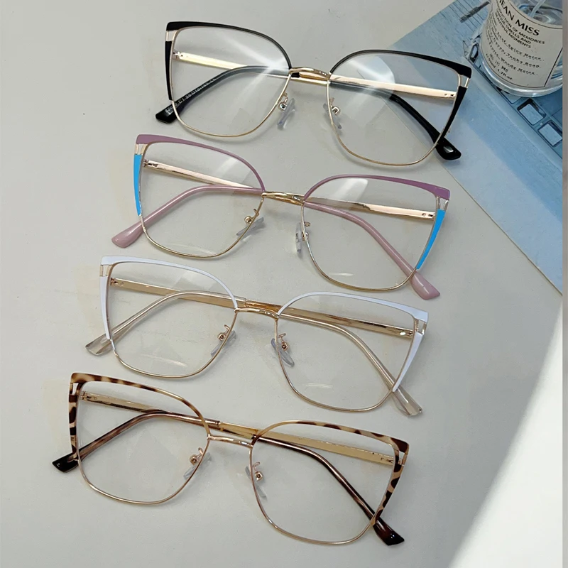 KAMMPT Oversized Cat Eye Glasses Women 2024 Fashion Vintage Multi-color Rim Optical Frames Trendy Blue Light Blocking Eyewear
