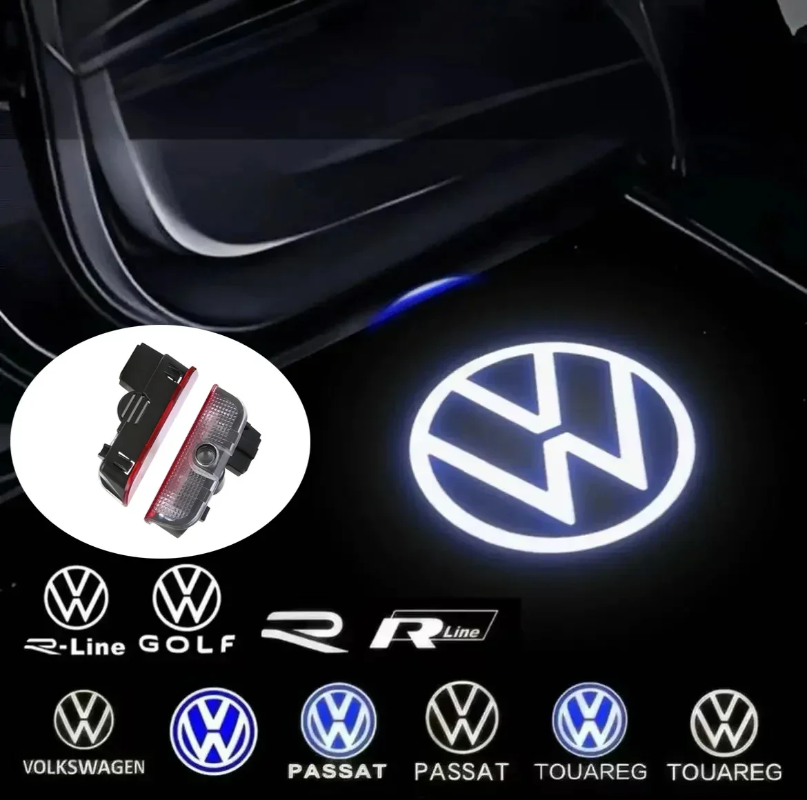2Pcs Led Car Door Welcome Lamp Projector Logo Night Light Accessories For VW Volkswagen Golf Passat B5 Jetta Tiguan Polo Beetle