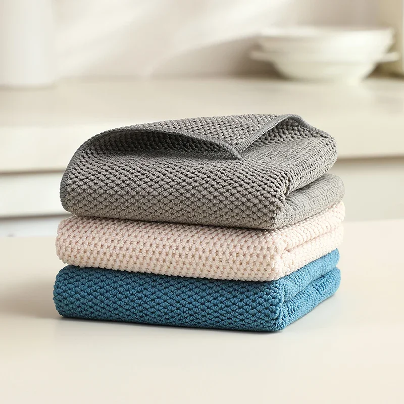 Microfiber Corn Kernel Cleaning Cloth Kitchen Dish Towel Absorbent Stain Remover Thick Scouring Pad Household Cleaning Products