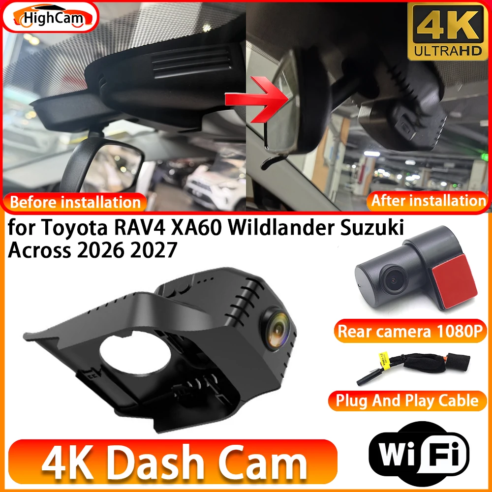 Caméra de tableau de bord DVR 4K OEM pour Toyota RAV4 XA60 Wildlander Suzuki Across 2026 2027, caméra avant et arrière, enregistreur vidéo WiFi, Plug and Play