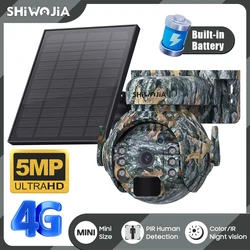 SHIWOJIA 3MP 4G telecamere solari 4G Sim/WIFI Wireless Outdoor 360 ° View monitoraggio degli animali Camouflage Color batteria solare telecamera PTZ