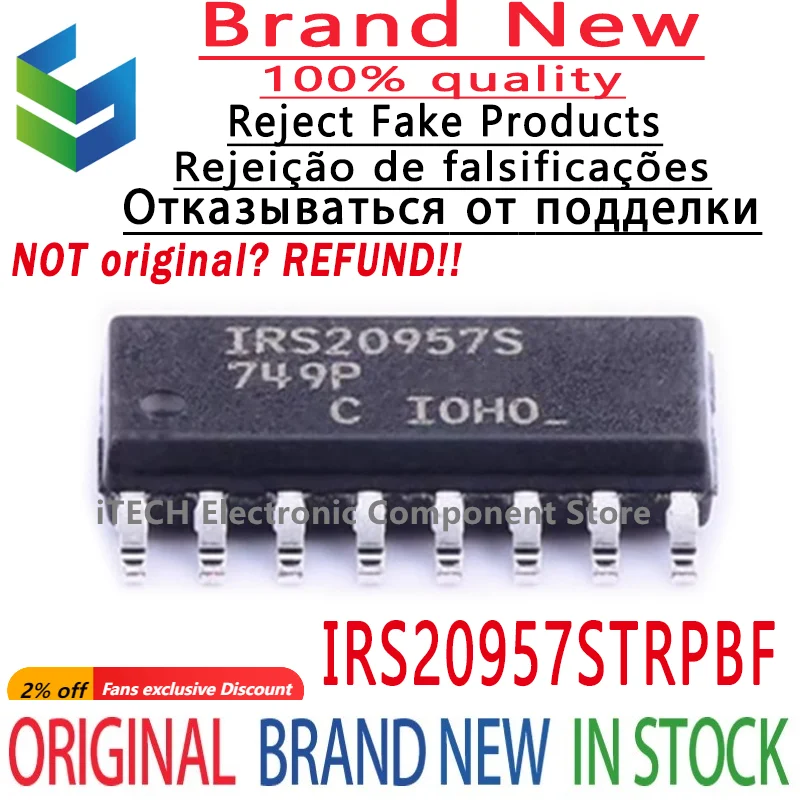 10pcs/lot Original IRS20957S IRS20957STRPBF SOP-16 Digital Audio Driver Chip 100% New and Genuine