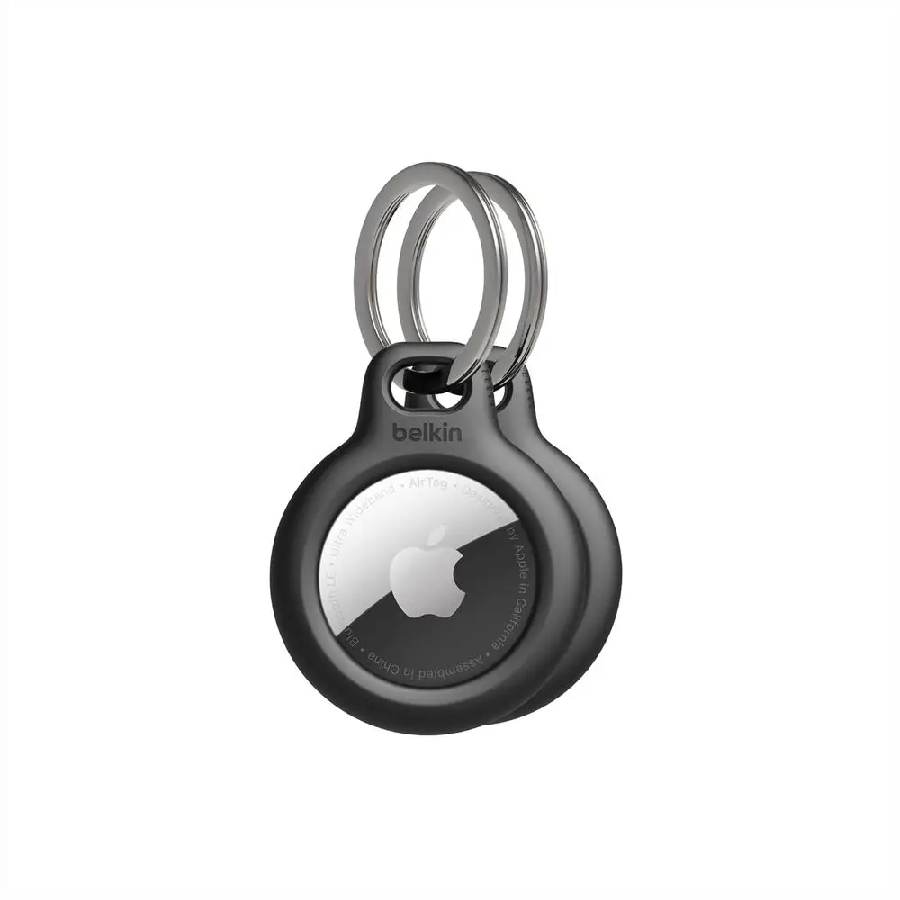 

Durable Scratch-Resistant AirTag Holder with Key Ring - Protective Case for Keys, Pets, Luggage, Backpacks - 2 Pack Black