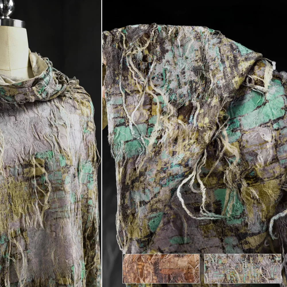 

Винтажная трикотажная ткань с бахромой для восстановления эластичных материалов, для пошива юбок и одежды, ткани для рукоделия, материал для шитья на метры