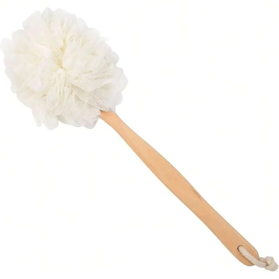

Loofah Back Scrubber For Shower, Wooden Long Handle Bath Sponge Lufa Shower Brush, Soft Nylon Mesh Back Cleaner Washer, Women a
