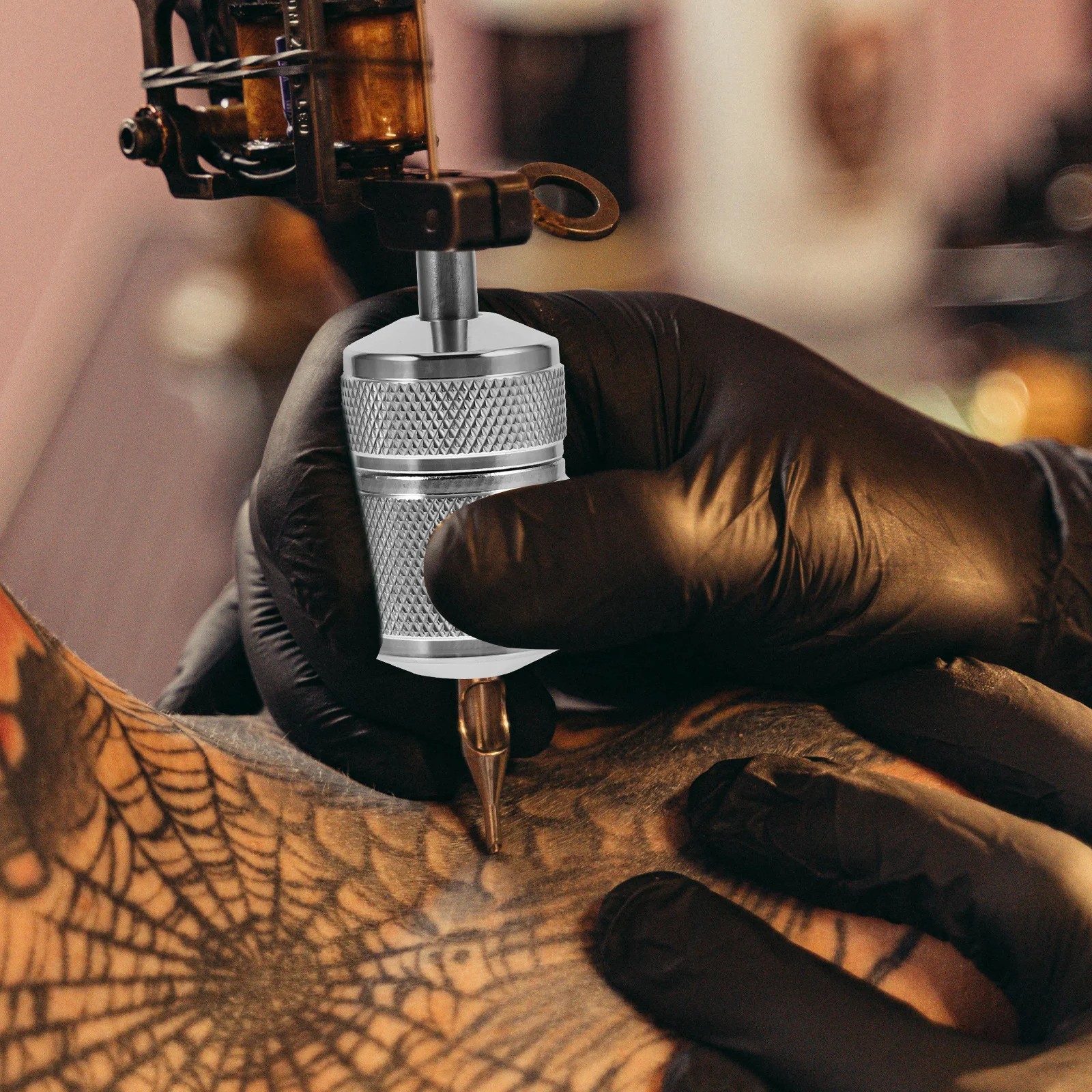 

30Mm Stainless Steel Tattoo Grips Self Locking Handle 7-8Mm Inner Diameter Durable Non Slip Ratcheting Metal Grip For Artists