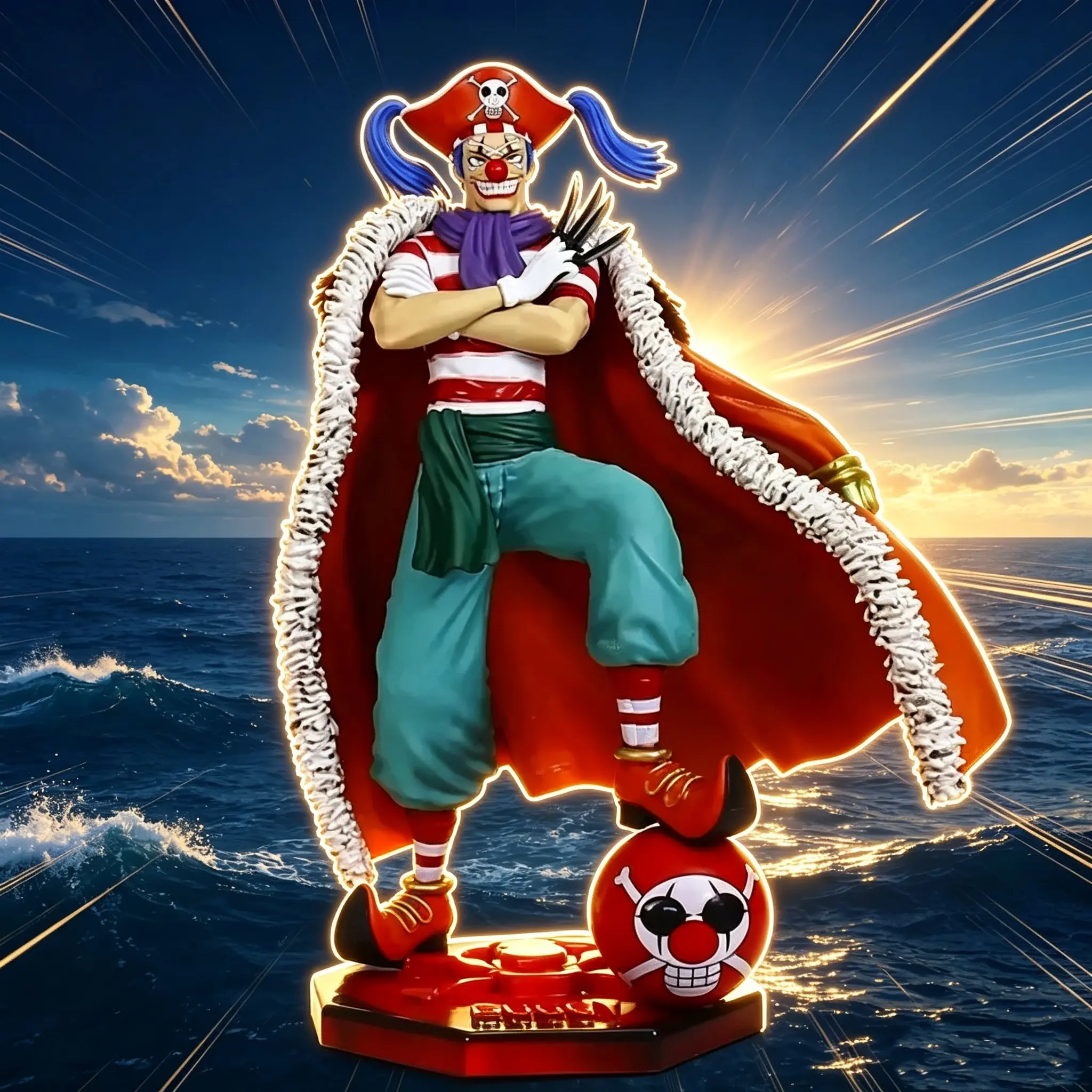 26cm One Piece Anime Figur Vier Kaiser Clown Buggy Figuren PVC Statue Modell Sammlerstück Desktop-Dekoration Kinderspielzeug Geschenk