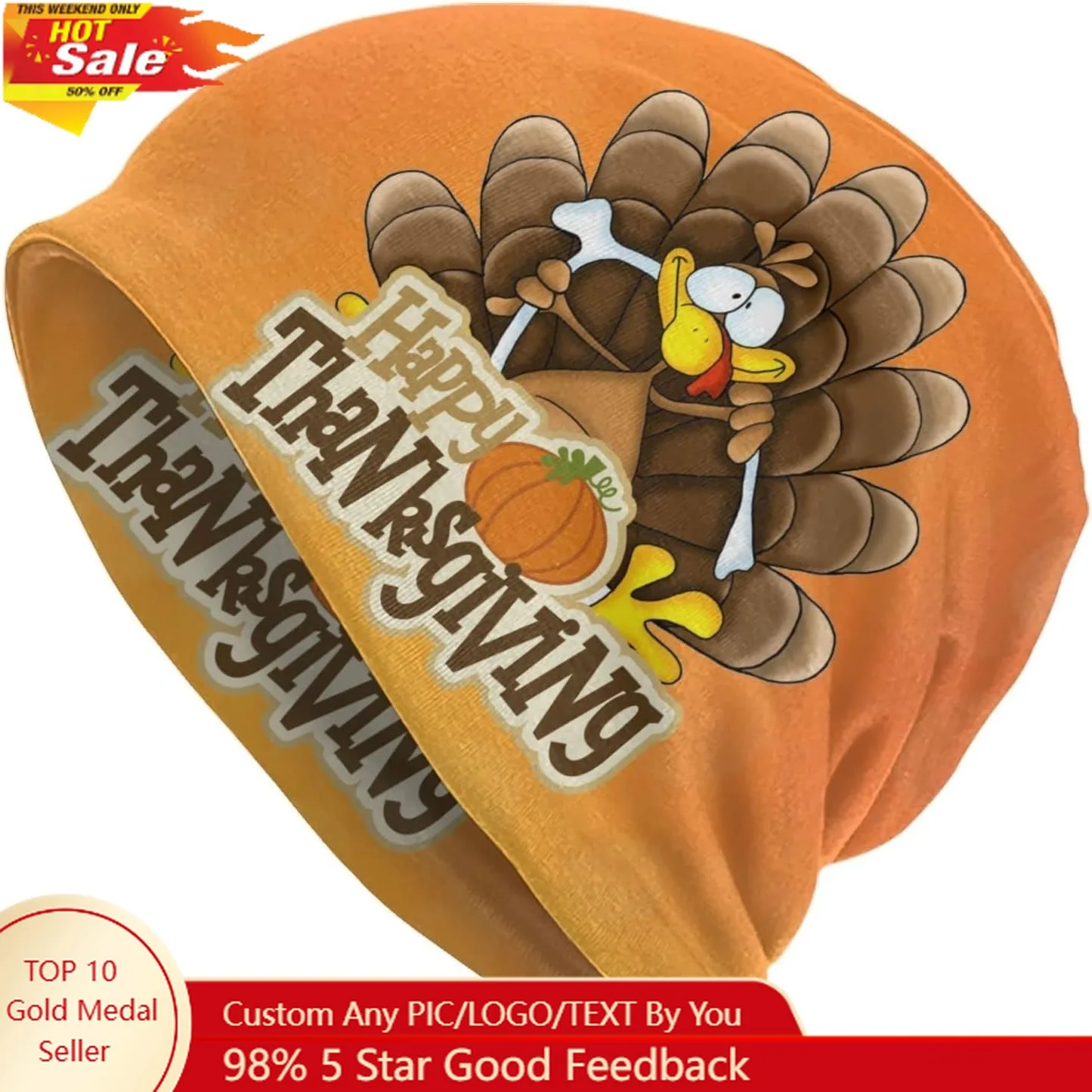 

Thanksgiving Beanie Chemo Hat Cancer Headwear Knitted Hats Baggy Slouchy Scarf Cap for Adults Women Men