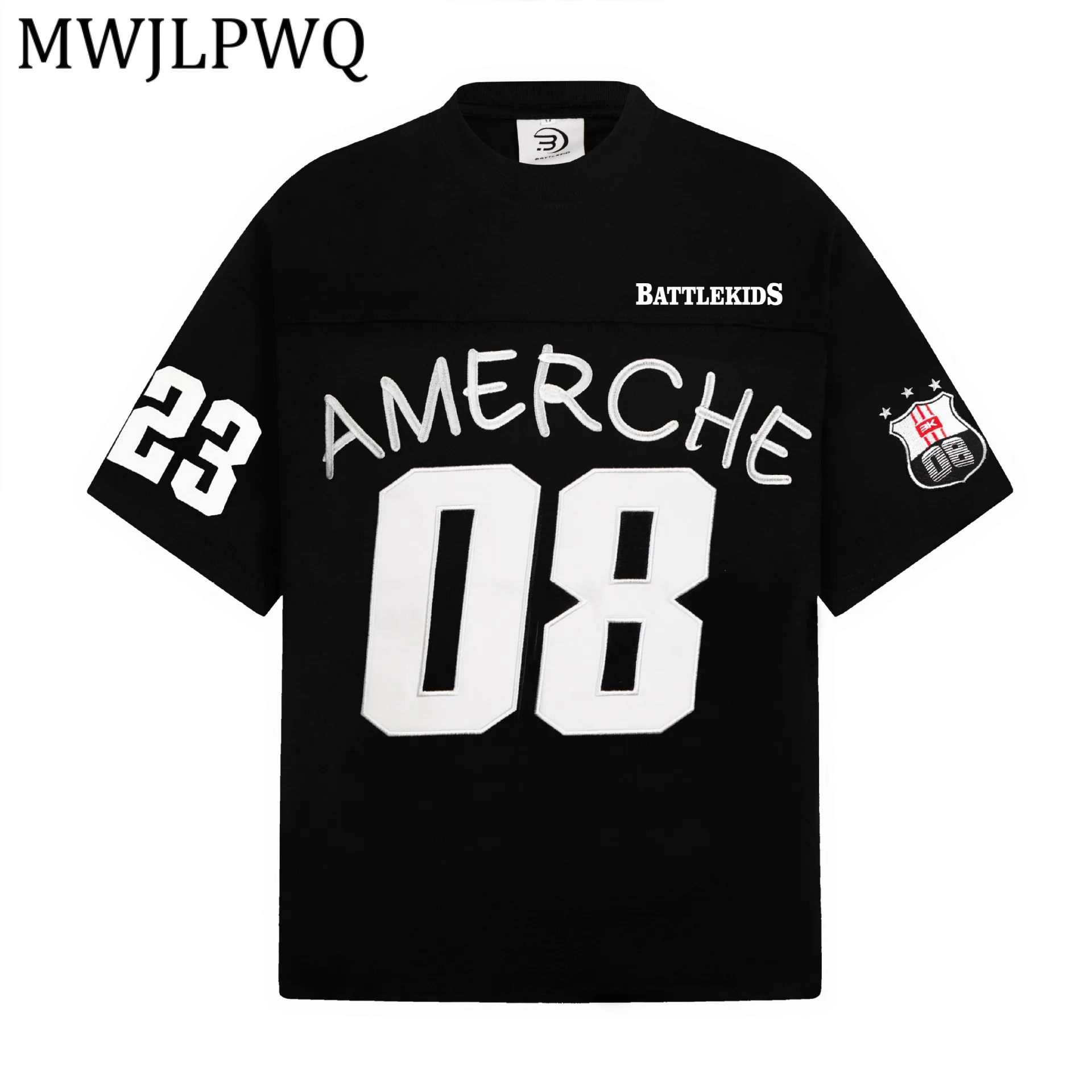

MWJLPWQ 2026 Summer New American Pattern Sports T-Shirt For Men Street Style Simple Short Sleeve Loose Fit Casual Tops 15281