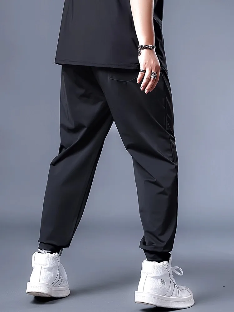 حجم كبير السراويل الرياضية الحرير الجليد الرجال فضفاضة تناسب الصيف بناطيل كاجوال العلامة التجارية العصرية مريحة للتنفس حجم كبير #4