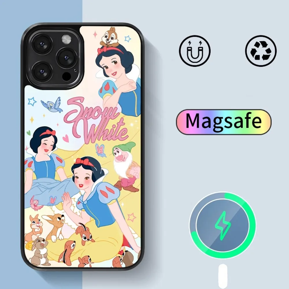 MINISO Disney Princess  Phone Case For iPhone 14 13 12 11 15 Pro Max Plus Magsafe Magnetic Cover