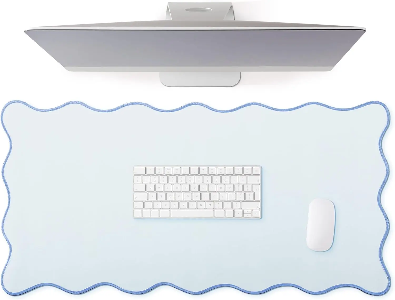 

Desk Mat Large Scalloped Piping Cute Desk Mat Aesthetic Preppy Table Pad Large Nonslip Pad with Edge Stitching Waterproof Gaming