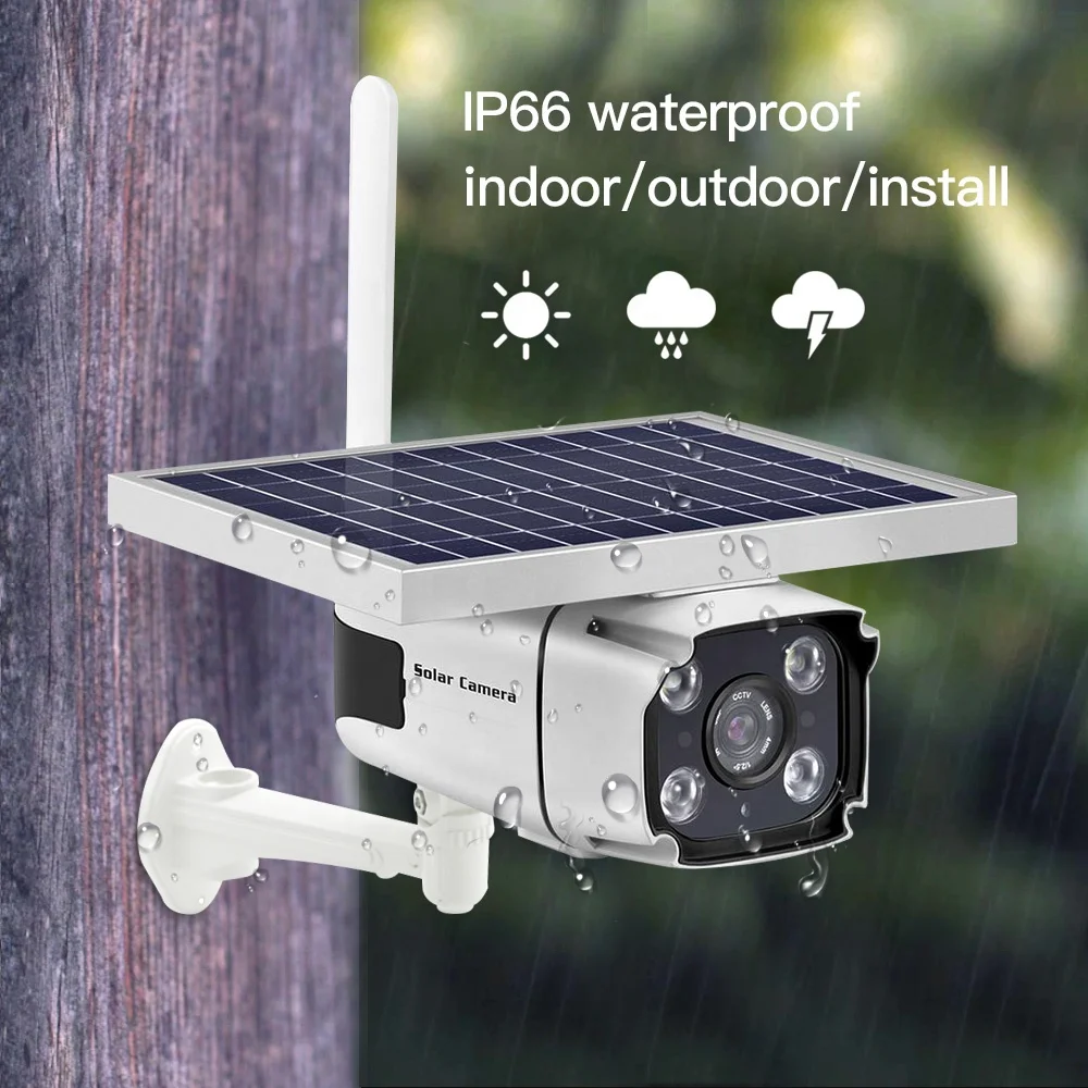 كاميرا IP لاسلكية خارجية 4G مع فتحة بطاقة SIM/بطاقة SD كاميرا CCTV تعمل بالطاقة الشمسية