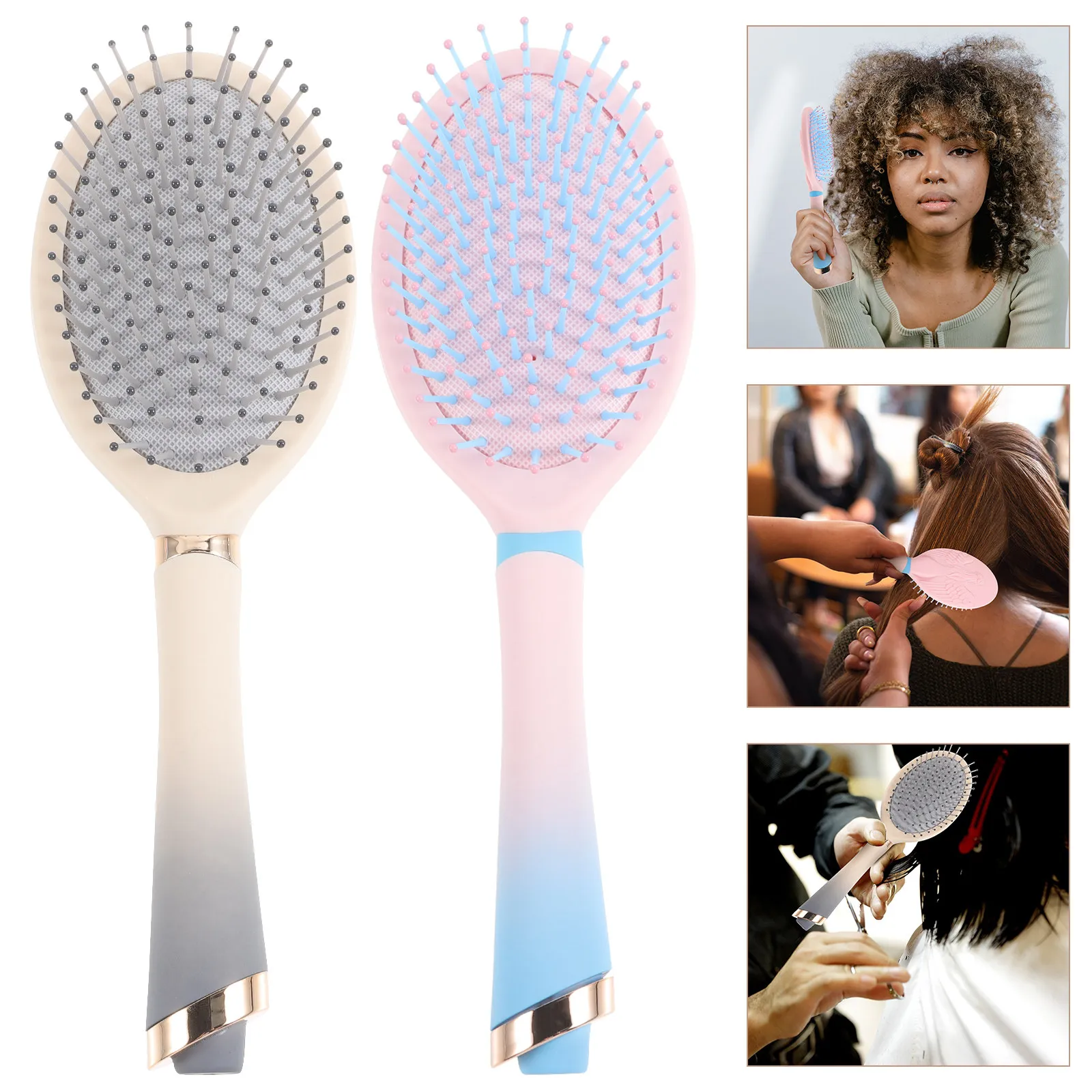 

2Pcs Oval Hair Comb Cute Compact Hair Styling Brush for Women Smooth Detangler Ideal Gift for Family Friends Styling Brush