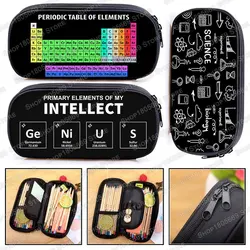 Estuche de cosméticos con estampado de la tabla periódica de elementos, bolsa de lápices, bolsa de papelería de genio lindo, caja de lápices para adolescentes, suministros escolares