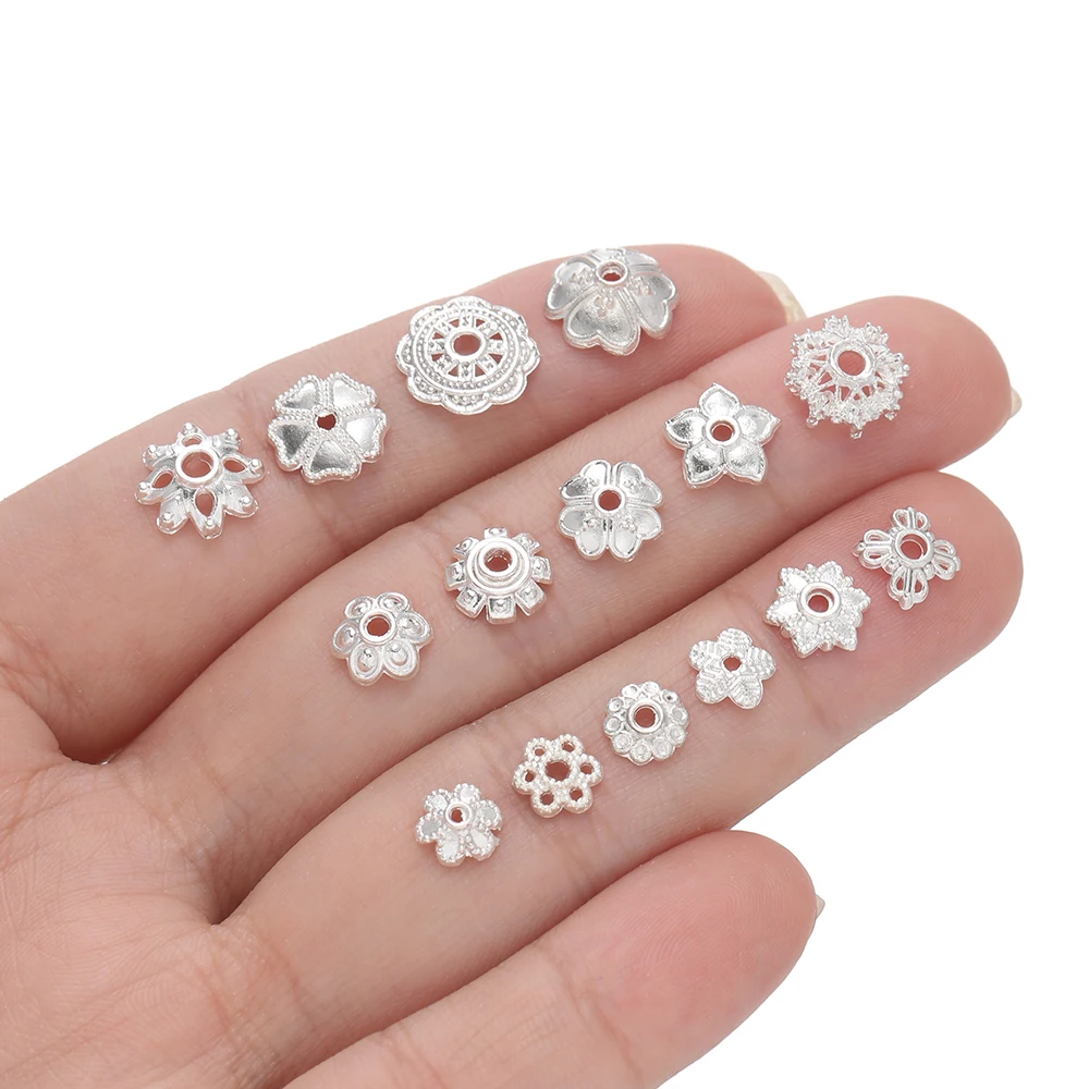 50 قطعة سبائك زهرة شكل الخرز نهاية غطاء الجوف زهرة معدنية خرزة ساحرة قبعات ل سوار ذاتي الصنع قلادة صنع المجوهرات اكسسوارات #1