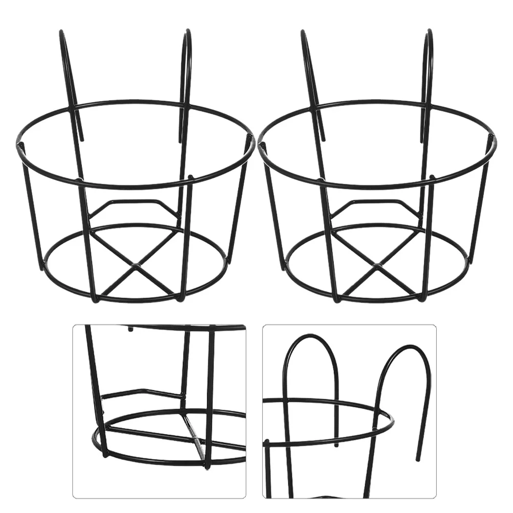 

2pcs Round Hanging Flower Baskets Railing Fence Pot Planters For Balcony Outdoor Garden Deck Fence Plant Holder