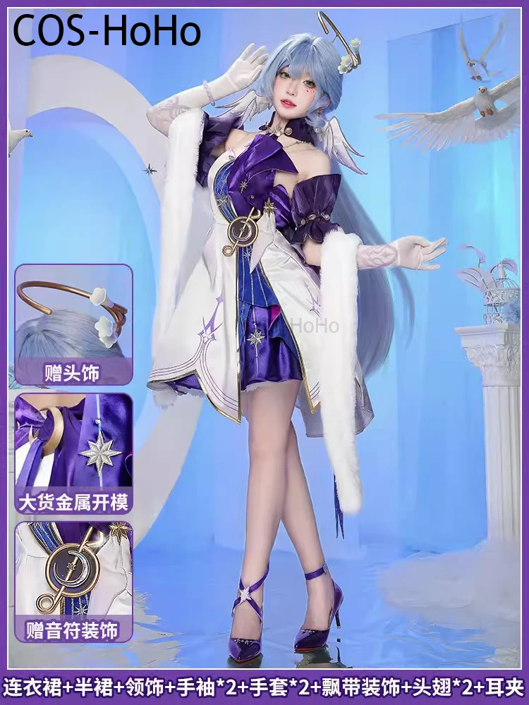 COS-HoHo Honkai: Star Rail Miss Robin Game Suit Elegant Lovely Dress Cosplay Costume Halloween Party Role Play Outfit Women