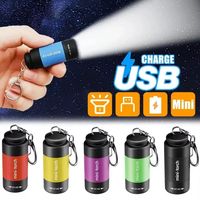 USB Rechargeable LED Mini Torches Light Long Battery Life Protable Outdoor Flashlight Keychain Mini Multi-function