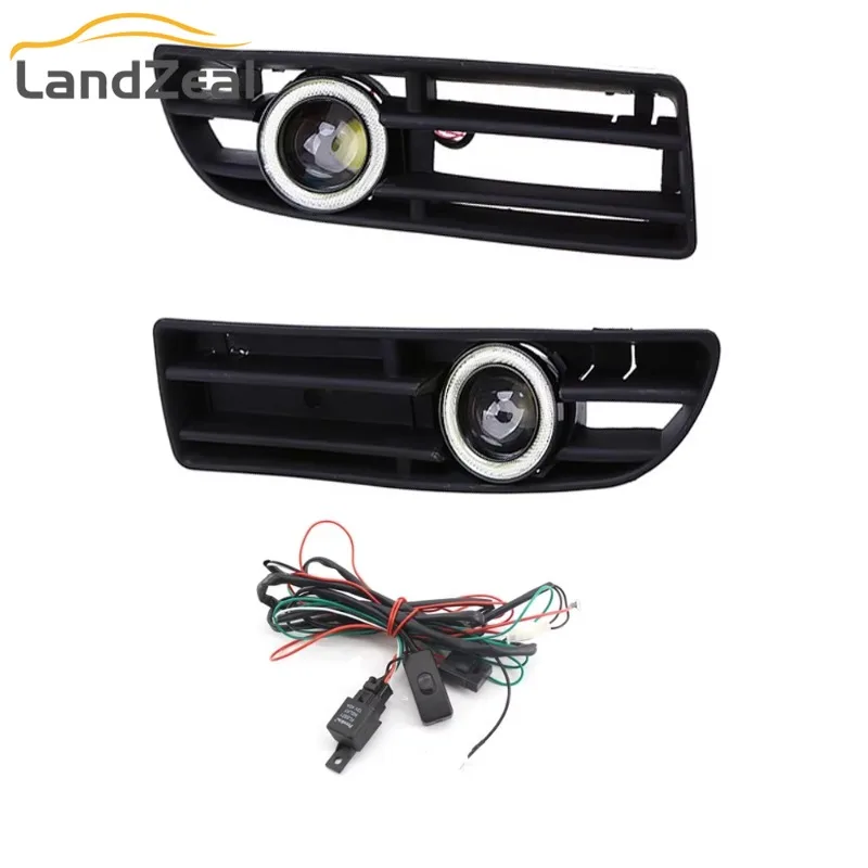 

2PCS LED Angel Eye Front Fog Lights Grille With Wire Kit For Golf MK4 1998-2004