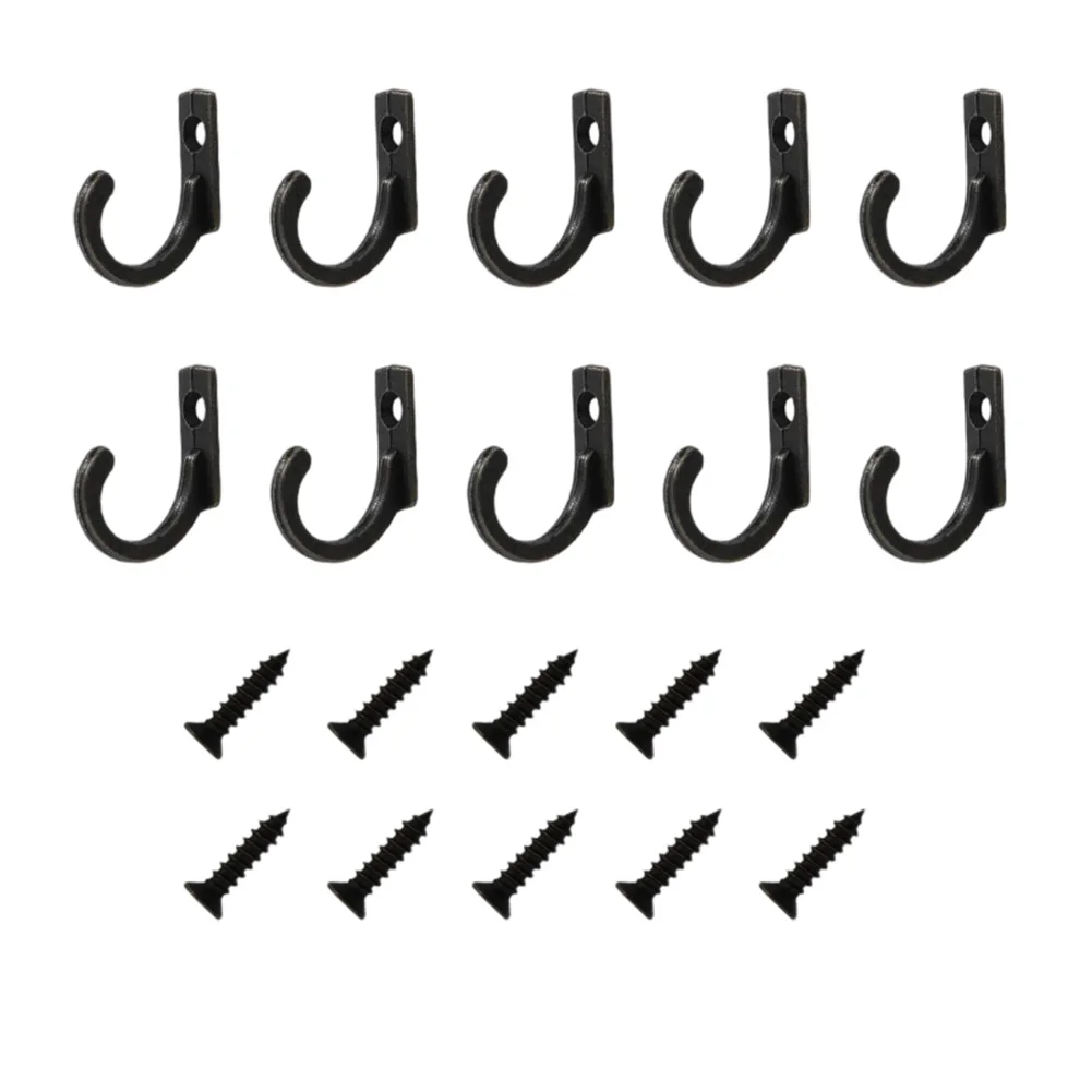 10 Piece Zinc Alloy Hook Set Wall Mount Hardware Tools Antique Bronze Gold Silver Black With Screws Space Saving Storage