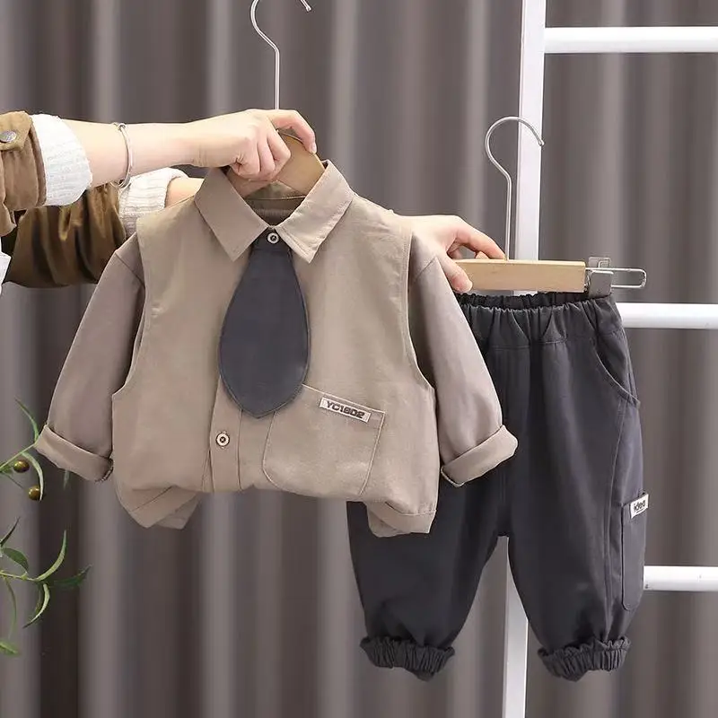 

Children's Clothing Boys' Spring Set Trendy Baby Set Boys' Sweater Cardigan Three piece Set Kids Outfits