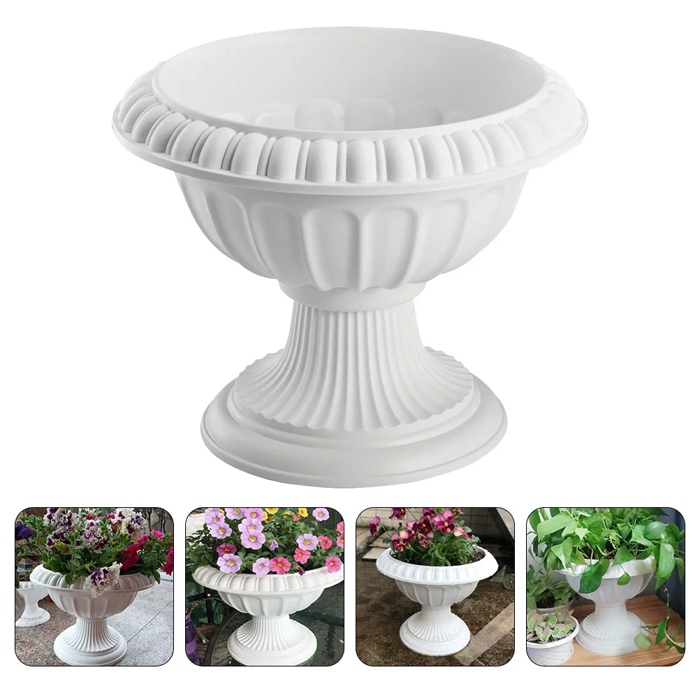 Garden Plastic Urn Planters Flower Pot Classic Traditional Urn Planter Flower Vase Indoor Outdoor Plant Garden Pillar