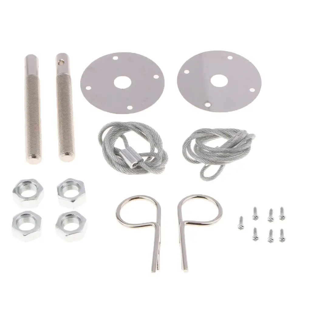 Car Plus Flush Hood Latch Pin Kit Iron Fastener for Engine Bonnet Locking Universal Auto Exterior Accessory