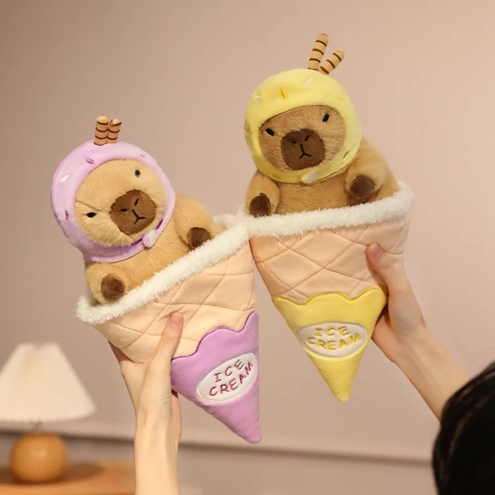 

Ice Cream Cone Capybara Plush Toy Cross Dressing Fluffy Capybara Plush Doll Cute Detachable Capybara Stuffed Doll Children Girl