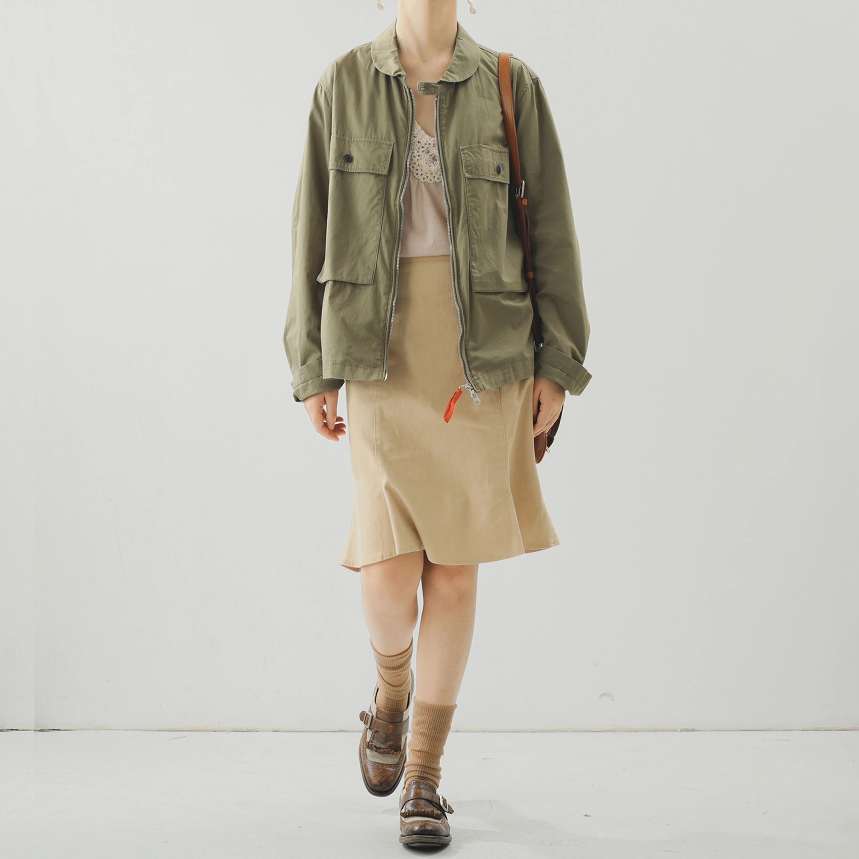 

Американское ретро-девушка в стиле милитари Sle с воротником Питера Пэна для мальчиков, хлопковое длинное пальто-джато с застежкой-молнией прямого кроя