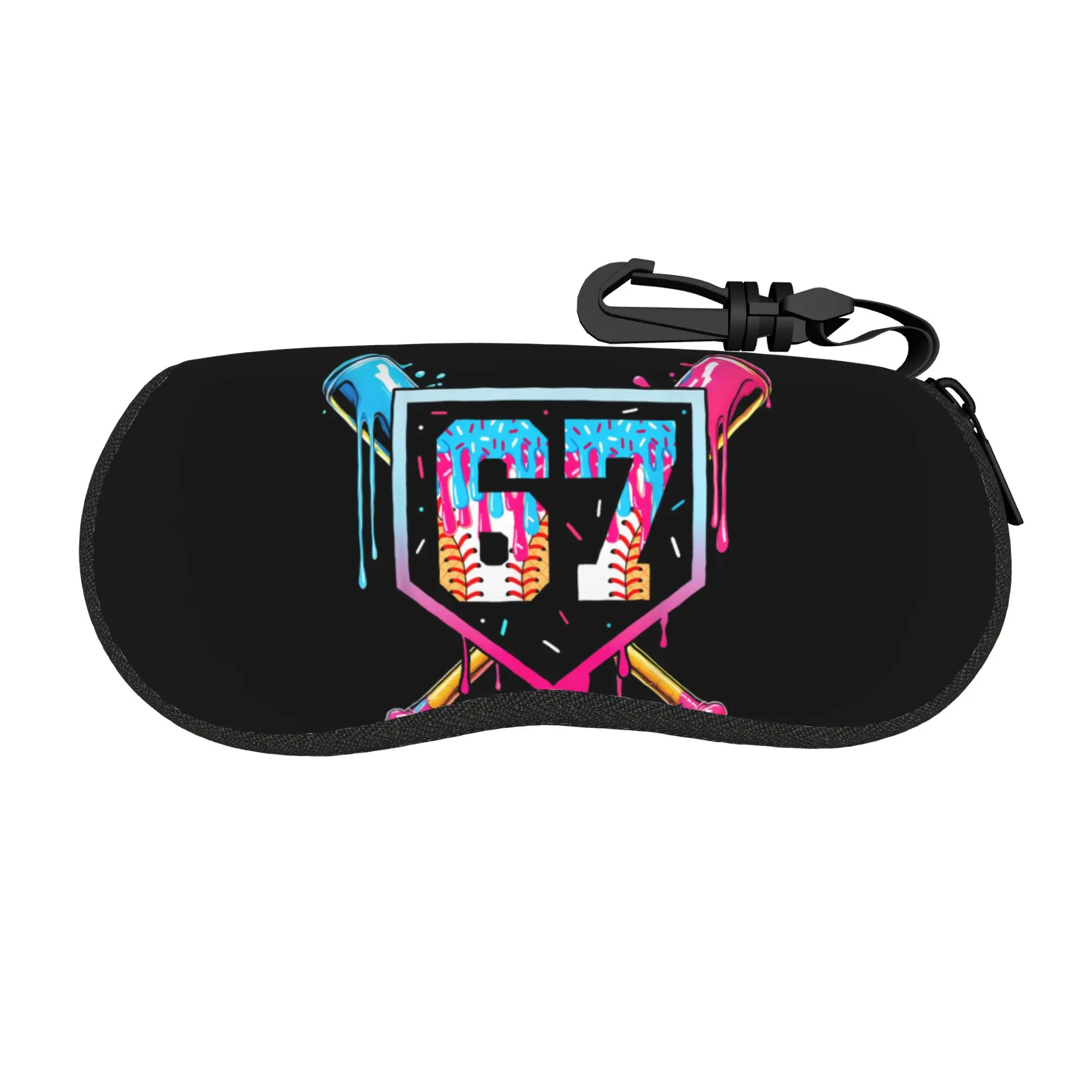 Baseball Ice Cream Drip Number 67 Glasses Case  Key Chain Sunglasses Pouch Trend Daily Glasses Box Male Female Eyewear Bag
