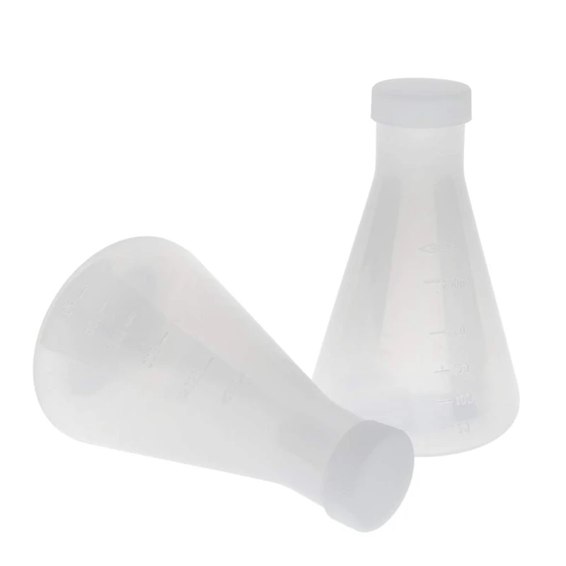 Flcopropriété Erlenmeyer conique en plastique gradué de laboratoire, Ghable, mur optique lisse, deux hauts de 250ml