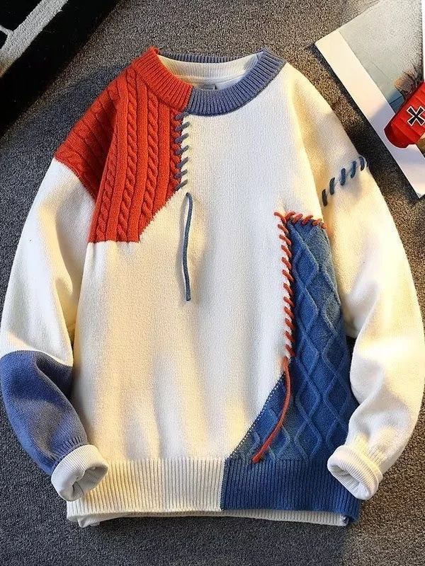 

American Sle Повседневный цветной свитер Blo Design Трикотажный утягивающий свитер Lazy Sle Универсальный длинный светящийся круглый свитер Ne