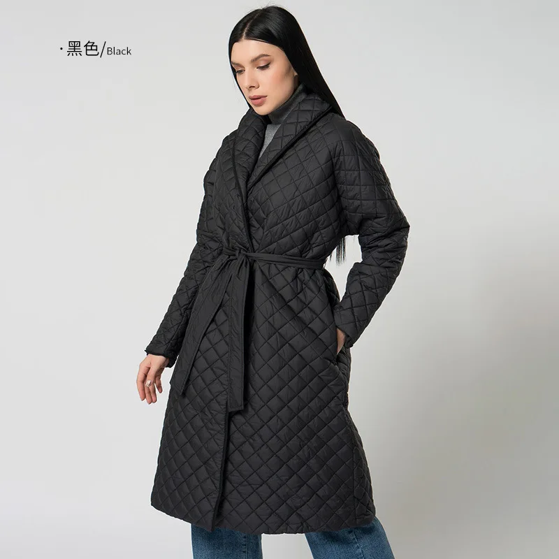 

Women's Style Cotton Clothing Autumn and Winter Cotton Jacket Waist Retraction Long Garments Overcoat Fashion Large Size Coat