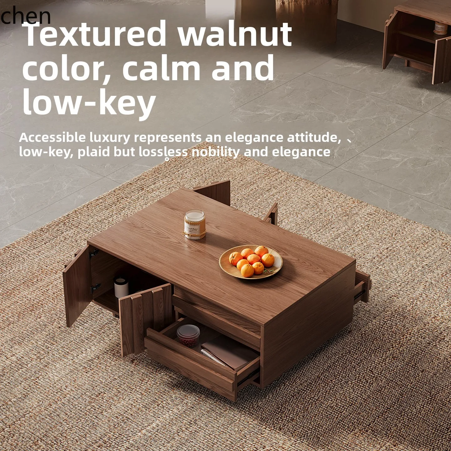 

ZML solid wood storage locker integrated cabinet against the wall living room household coffee table TV cabinet combination