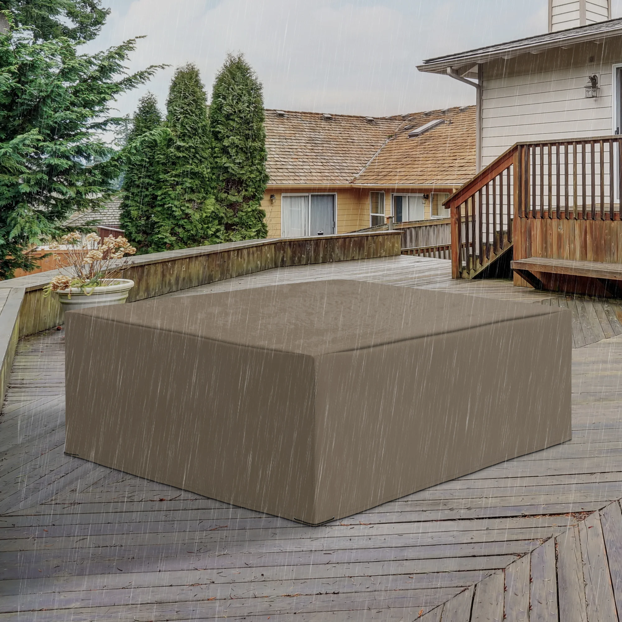 Funda para Muebles de Jardín, Impermeable, Resistente al Invierno, Lona para Patio Exterior, Tela Oxford, 275x205x90cm, Beige