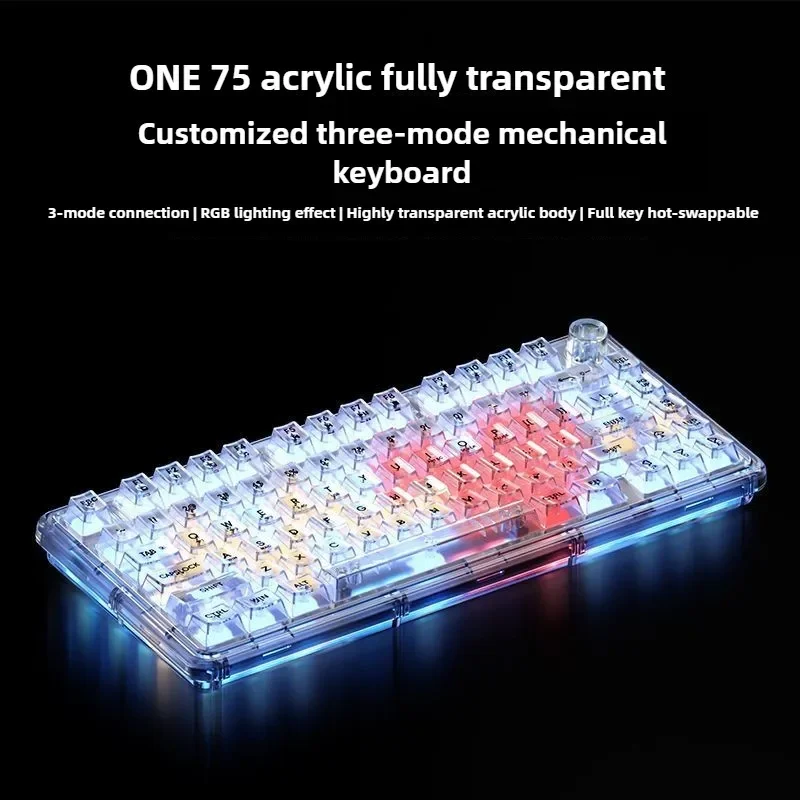 

WEIKAV ONE75 Wireless Mechanical Keyboard 75% GASKET Hot Swappable RGB Transparent Customed Keyboard for Gaming Office