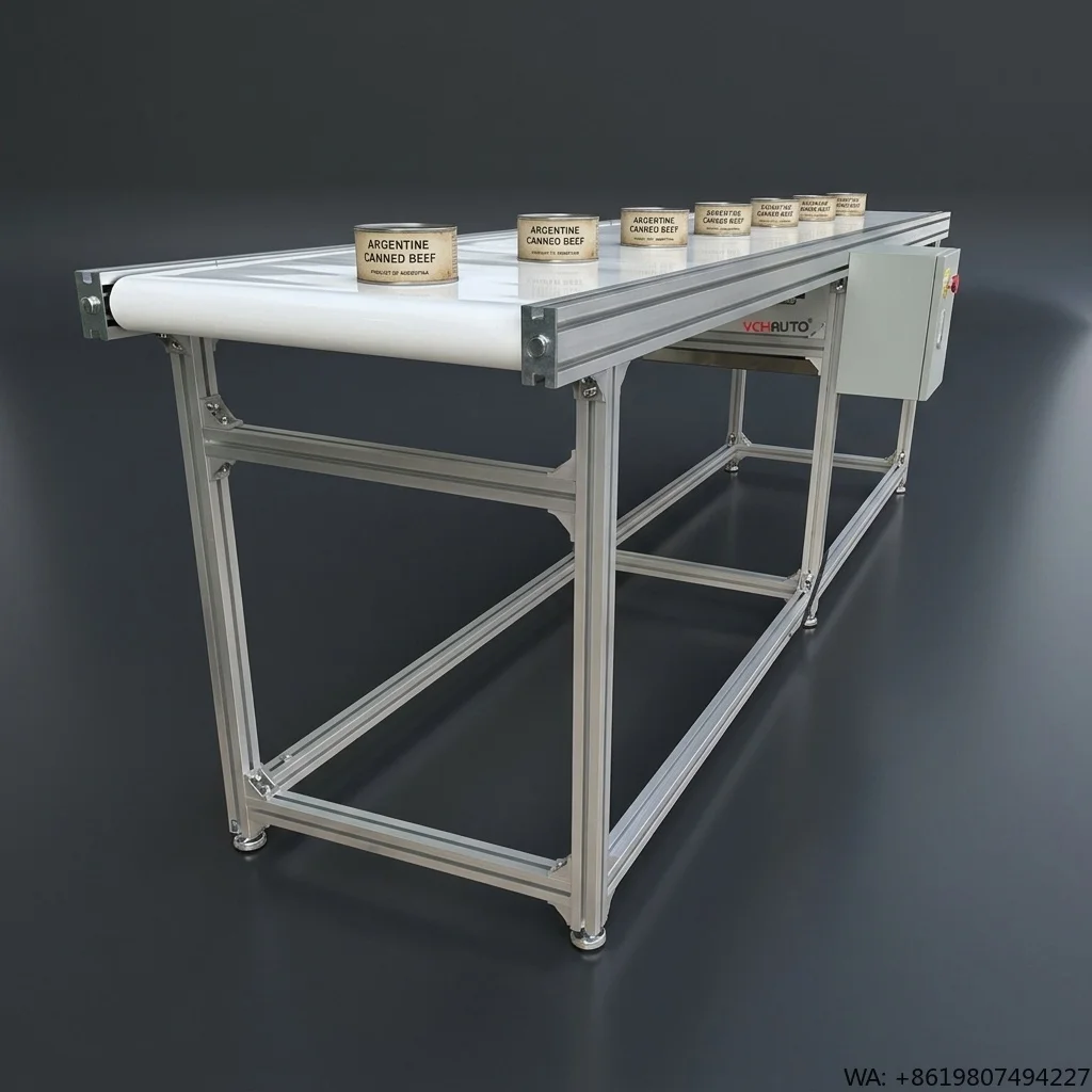 Custom White Food Safe Belt Conveyor Anti-Crush Smooth Surface for Argentina Pet Kibble Cat Snack Manufacturing Plant Export