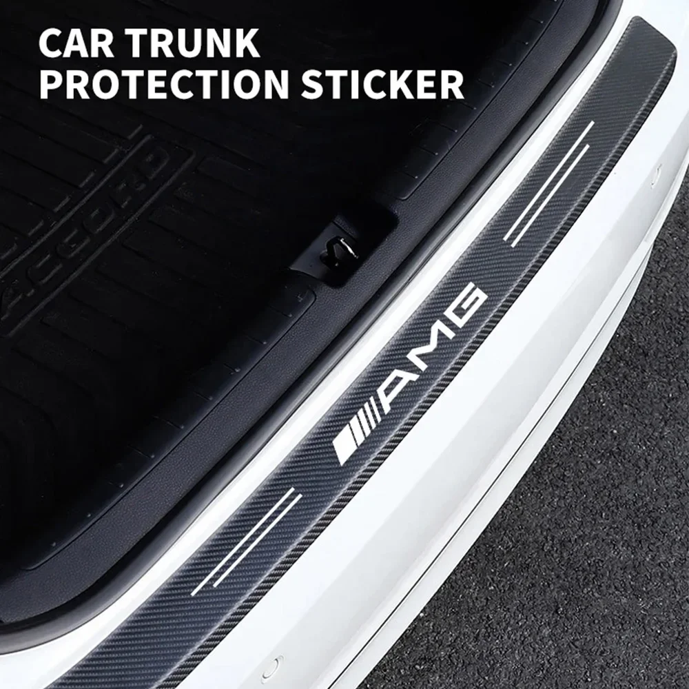 Carbon Fiber Car Rear Bumper Trunk Guard Protective Stickers Decals Films For Mercedess Benz AMG B/C/E/S Class A Class GLC CLA