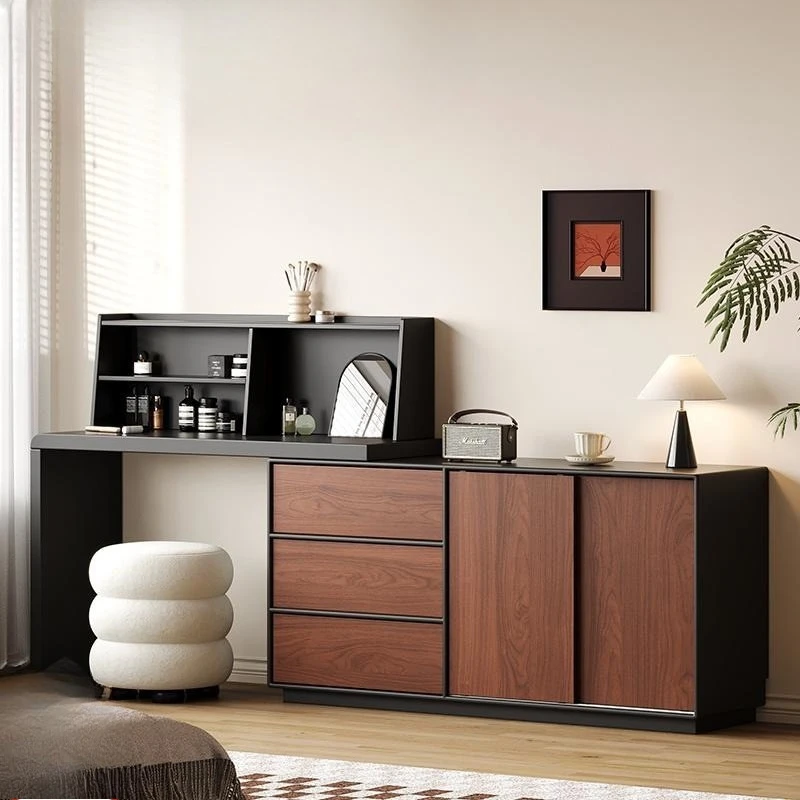 

Retro Dresser Makeup Vanity Chest Integrated Small Apartment Bedroom Corner Storage Makeup Retractable Lacquered Dressing Table
