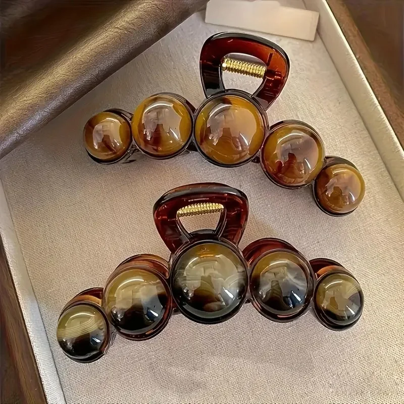 빈티지 스타일 대형 인조 진주 헤어 클립 여성용 샤크 클립 포니테일 및 하이 번에 적합 레트로 시크 헤어 액세서리